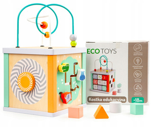 Drewniana kostka edukacyjna dla dzieci sorter klocki Ecotoys