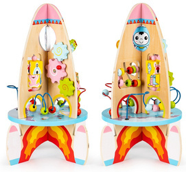 Drewniana kostka edukacyjna rakieta dla dzieci zabawki liczydło 8w1 Ecotoys