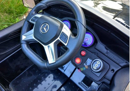 Czarny samochód na akumulator Mercedes ML350 elektryczny Auto dla dzieci światła LED 2 silniki