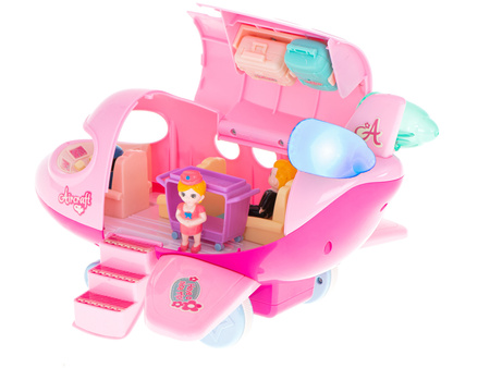 Duży samolot Transporter z akcesoriami i mebelkami różowy Odrzutowiec 