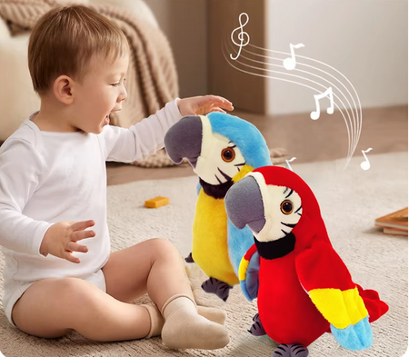 Gadająca papuga Ara powtarzająca gaduła przedrzeźniacz zabawka dla dzieci 23 cm czerwona