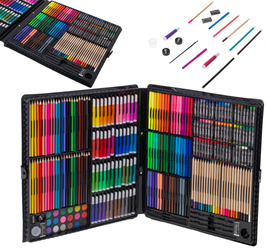 Zestaw plastyczny do malowania w walizce Mazaki, kredki, farby akwarelowe dla dzieci 258 elementów