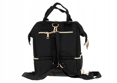 Czarna torba do wózka na rzeczy dla dzieci organizer dla rodziców na pieluchy butelki plecak dla mamy taty