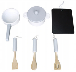 Drewniany zestaw do gotowania dla dzieci garnki 6 akcesoriów kuchnia Ecotoys CA13009