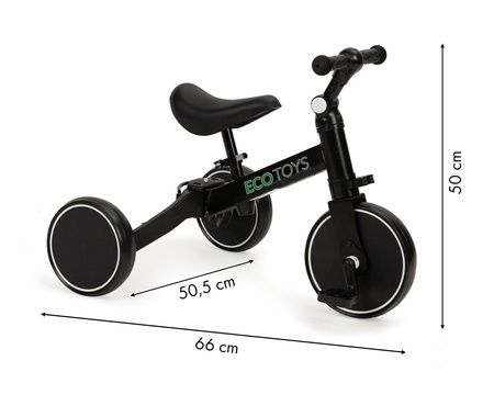 Rowerek biegowy z pedałami Rower trójkołowy dla dzieci 4w1 Ecotoys czarny YM-BB-6 BLACK