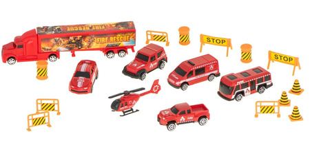 Duża ciężarówka Transporter Garaż dla samochodów z zestawem autek Straż Pożarna dla dzieci