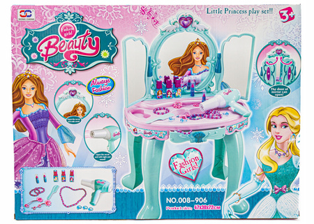 Toaletka dla dziewczynek z dźwiękiem i światłem, akcesoriami i lusterkiem