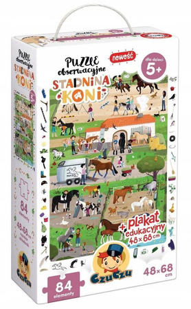 CzuCzu Puzzle obserwacyjne Stadnina koni 84 elem + plakat