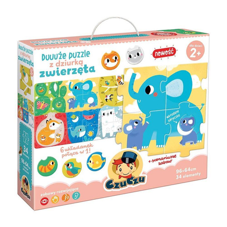 CzuCzu Duuuże Puzzle z dziurką - Zwierzęta 34 elementy