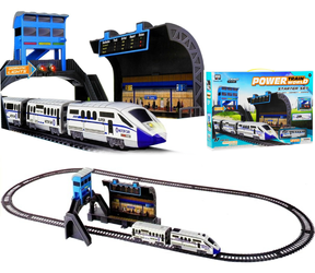 Kolejka na baterie dla dzieci Pociąg z wagonami Dworzec 244cm