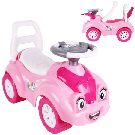 Jeździk chodzik pchacz samochodzik autko dla dzieci różowy z dźwiękiem