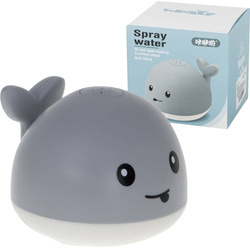 Szary wieloryb do kąpieli tryskający wodą +LED