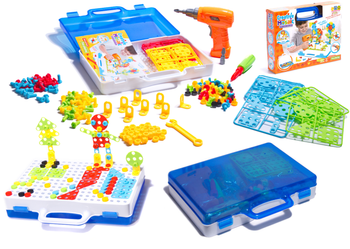 Zestaw edukacyjny konstrukcyjny dla dzieci Klocki do układania Wkrętarka Układanka w walizce 237 elementów
