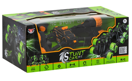 Duży zdalnie sterowany samochód kaskaderski Stunt Car RC SY006 Auto akrobata pomarańczowy