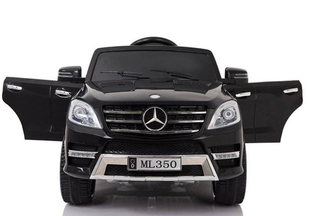 Czarny samochód na akumulator Mercedes ML350 elektryczny Auto dla dzieci światła LED 2 silniki