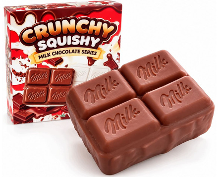 Gniotek sensoryczny antystresowy dla dzieci Crunchy Squishy mleczna czekolada 4 kostki