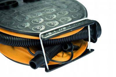 Żółta pompka nożna do materaca pontonu basenu Bestway 23x15 cm 