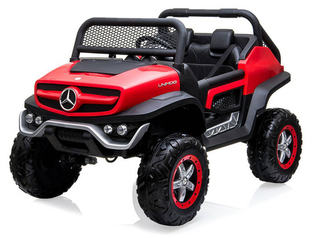 Duży samochód na akumulator dla dzieci auto Mercedes Unimog czerwono-czarny światła LED