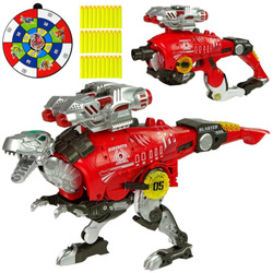 Dinobots pistolet na strzałki dinozaur czerwony Tyranozaur dla dzieci 2w1