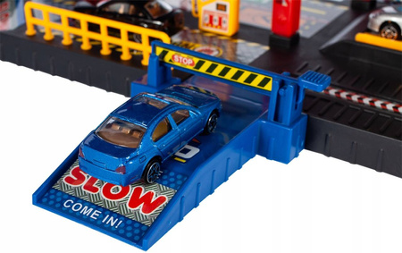 Duży parking Tor samochodowy dla dzieci Garaż z myjnią i stacją benzynową 4 samochody i helikopter