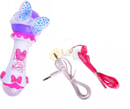 Interaktywny mikrofon karaoke dla dzieci biało-różowy nagrywanie piosenek odtwarzanie mały artysta