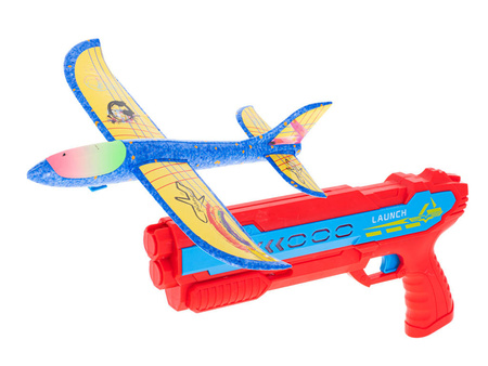 Pistolet automayczna wyrzutnia samolotów - LED czerw-niebies