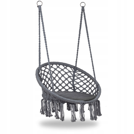 Wiszący fotel Bocianie gniazdo z poduszką Krzesło ogrodowe szare Modernhome GW-076 GREY+PODUSZKA