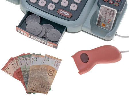 Zabawkowa kasa fiskalna sklepowa dla dzieci koszyk waga mikrofon