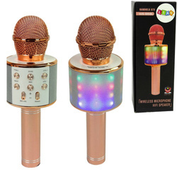 Mikrofon bezprzewodowy różowe złoto dla dzieci USB karaoke głośnik nagrywanie