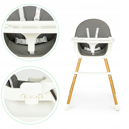 Krzesełko Fotelik do karmienia z tacką dla dzieci szary Ecotoys HA-004 GRAY