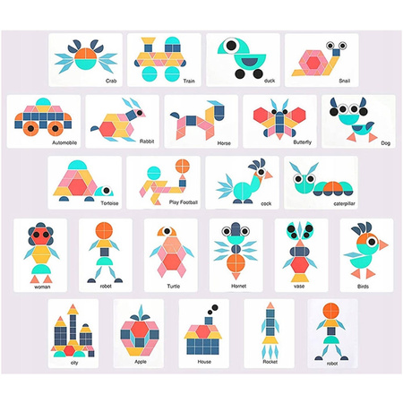 Drewniana układanka Montessori Puzzle Mozaika 180 el