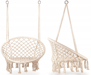 Wiszący fotel Bocianie gniazdo Krzesło ogrodowe beżowe Goodhome L-151 WHITE