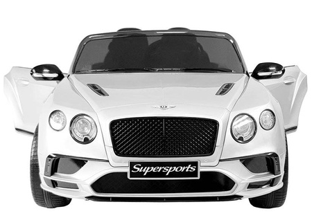 Biały samochód na akumulator Bentley Supersports JE1155 Auto elektryczne dla dzieci światła LED pilot