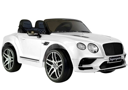 Biały samochód na akumulator Bentley Supersports JE1155 Auto elektryczne dla dzieci światła LED pilot