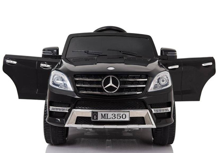Czarny samochód na akumulator Mercedes ML350 elektryczny Auto dla dzieci światła LED 2 silniki