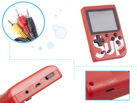 Duża konsola przenośna do gier Zestaw 400 gier Game Box Pad czerwona