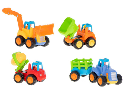 Zestaw pojazdów dla dzieci Samochody budowlane Koparka Traktor Wywrotka 4 autka HOLA 326