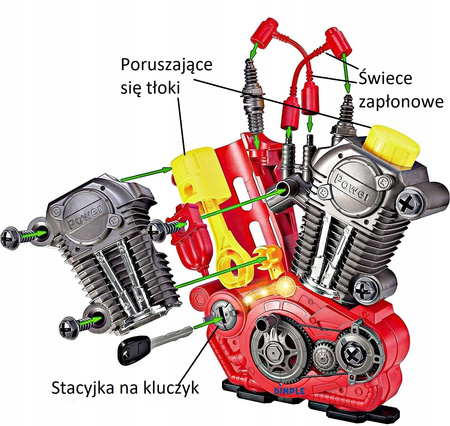 Zabawkowy silnik mechanika dla dzieci do skręcania i rozkręcania