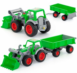 Duży traktor ładowarka z przyczepą dla dzieci WADER - POLESIE Farmer 8817