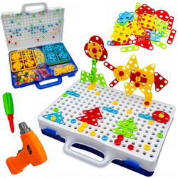 Zestaw edukacyjny konstrukcyjny dla dzieci Klocki do układania Wkrętarka Układanka Kreatywna mozaika w walizce