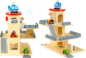 Drewniany garaż parking dla dzieci tor samochodowy 3 poziomy autka Ecotoys