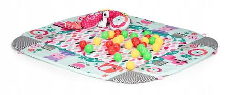 Wielofunkcyjna duża mata edukacyjna dla dzieci Kojec z piłeczkami Zwierzątka 3w1