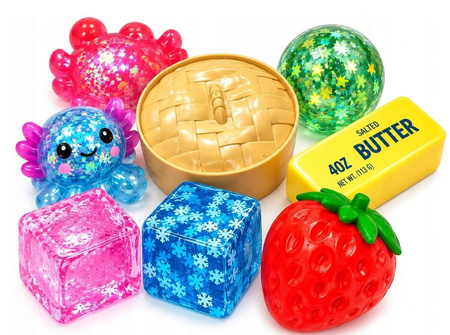 Zestaw gniotków gniotki dla dzieci 8 elementów gniotek squishy antystresowe truskawka masło kula stworki kostka lodu