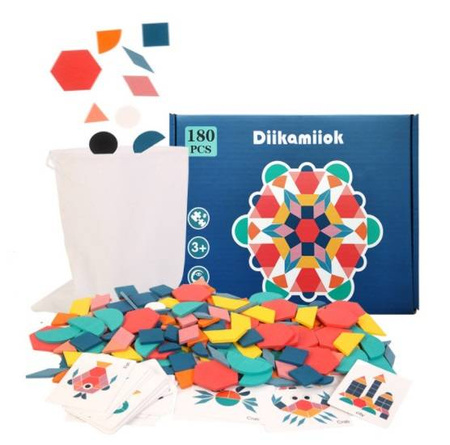 Drewniana układanka Montessori Puzzle Mozaika 180 el