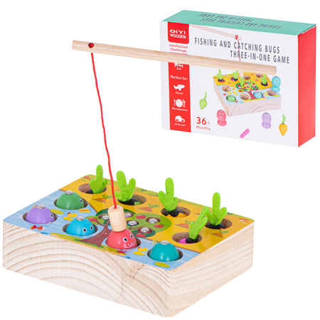 Magnetyczna gra zręcznościowa łowienie rybek, robaczków i marchewek