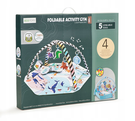 Wielofunkcyjna duża mata edukacyjna dla dzieci Kojec z piłkami Zwierzęta 3w1