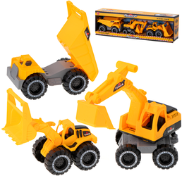 Zestaw samochodów budowlanych dla dzieci Koparka Spychacz Wywrotka 3 auta