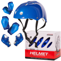 Zestaw Kask i ochraniacze niebieskie na rower rolki