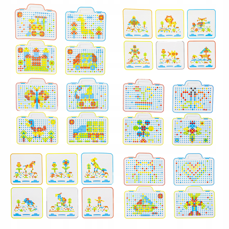 Zestaw edukacyjny konstrukcyjny dla dzieci Klocki do układania Wkrętarka Układanka Kreatywna mozaika w walizce