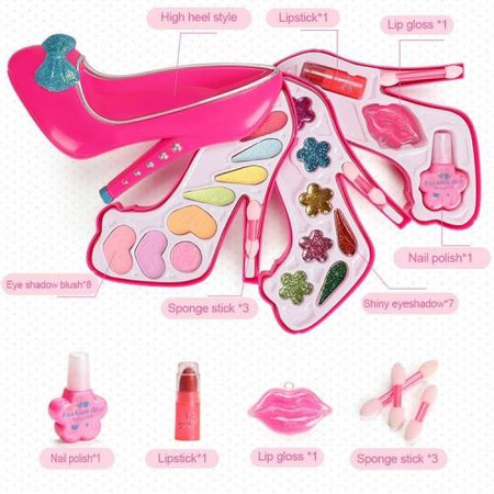 Zestaw do malowania do makijażu dla dzieci paletka pantofelek cienie błyszczyk lakier